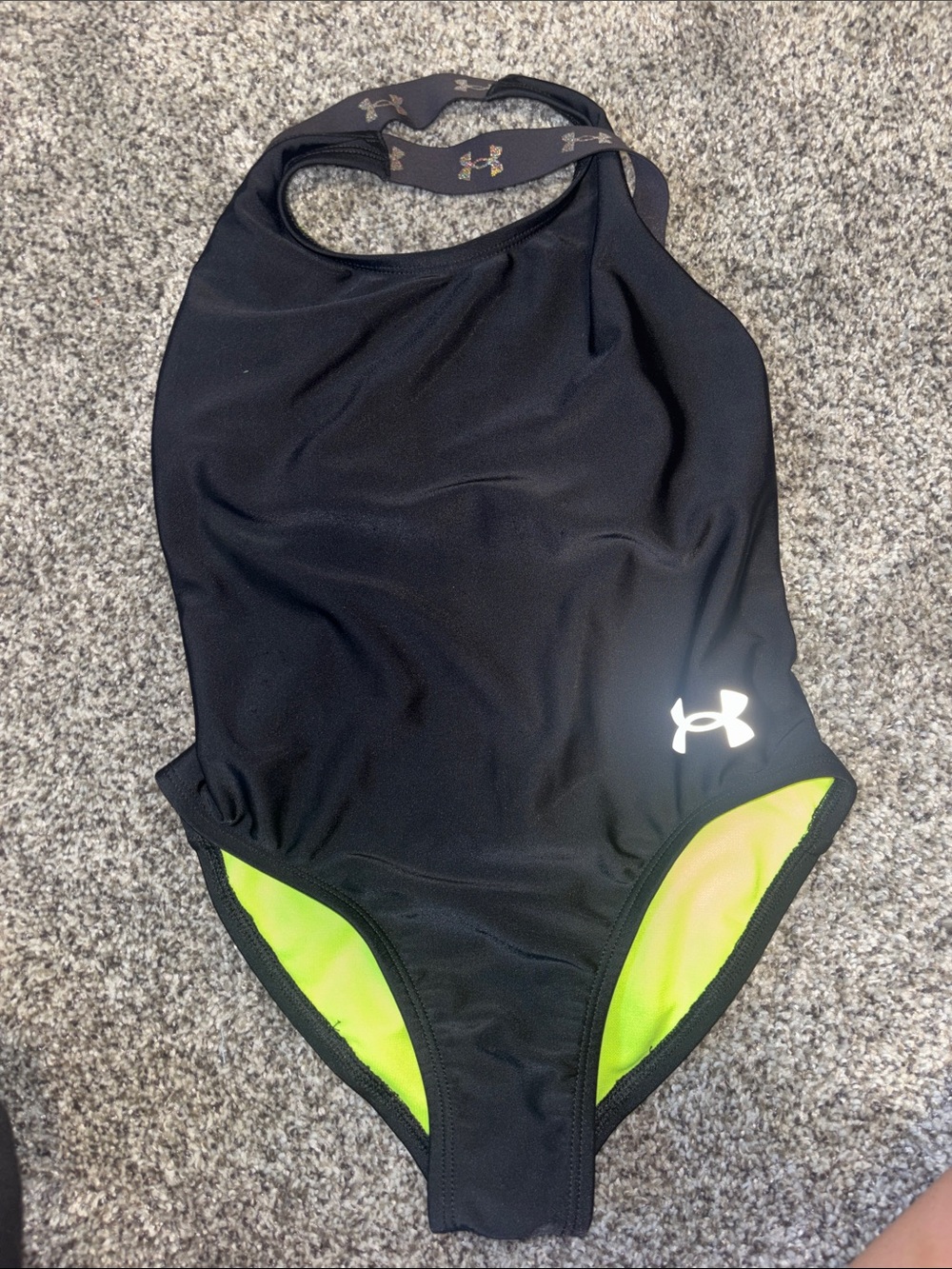 Under Armour Black One-Piece Swimsuit with Neon Yellow Trim